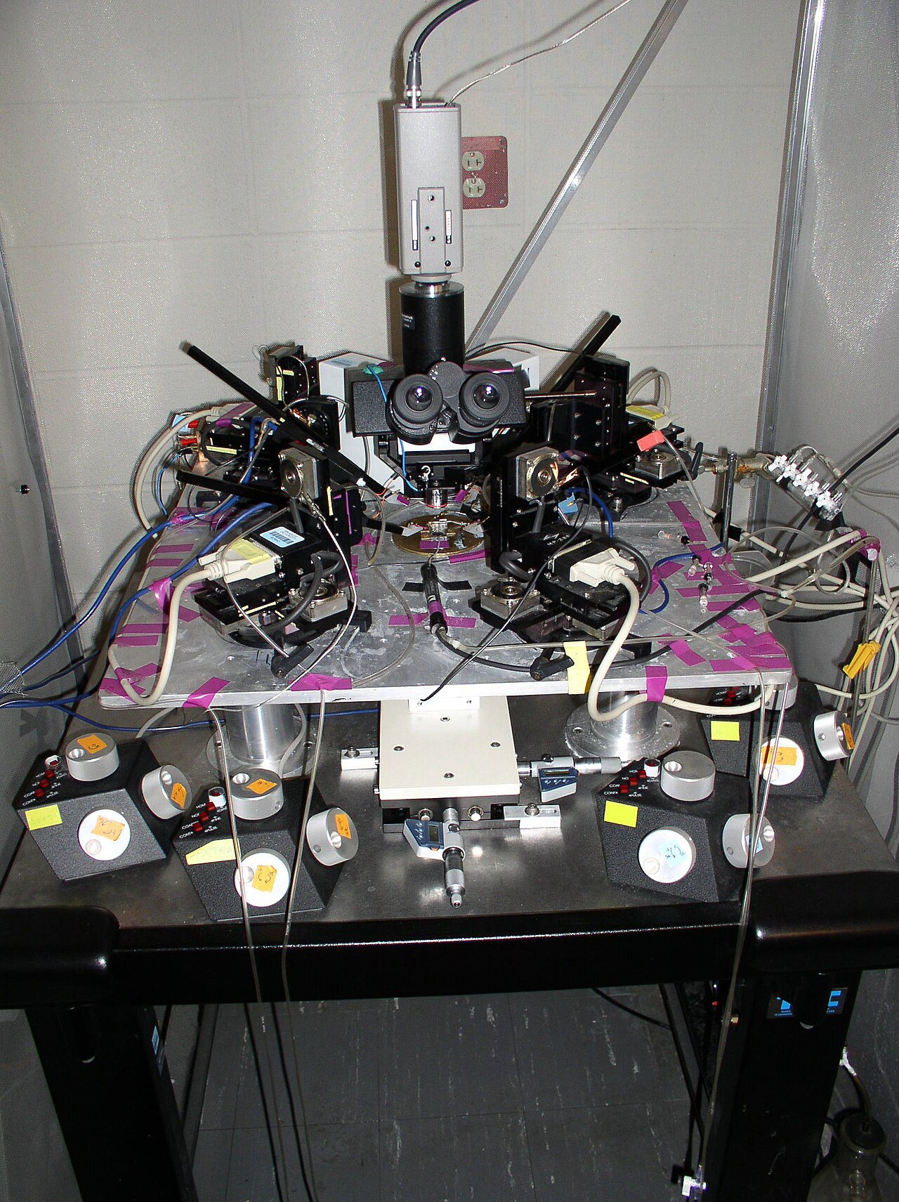 microscope research (foto: Robert Cudmore from Marseille, France / CC BY-SA 2.0, Wikimedia Commons)