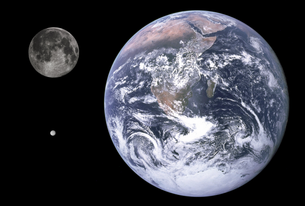 Vista conjunta de la Tierra y la Luna captada desde una sonda en tránsito por el espacio